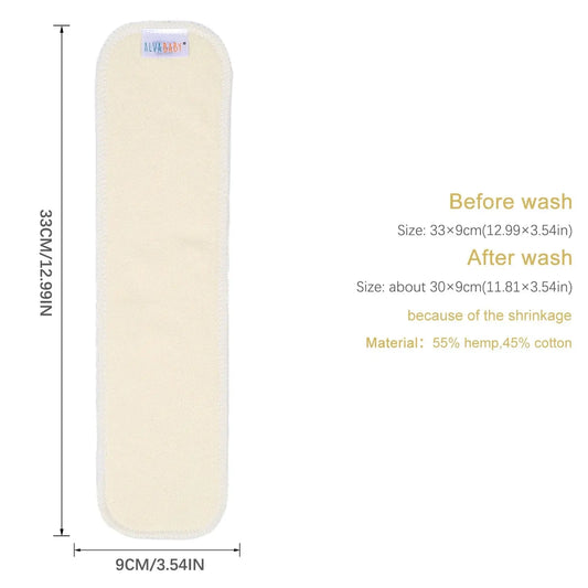 6pcs ALVABABY Newborn Hemp Insert Reusable Cloth Diaper Newborn Insert Washable 4 layers Hemp Diaper Insert Newborn Size ALVAMEXICO