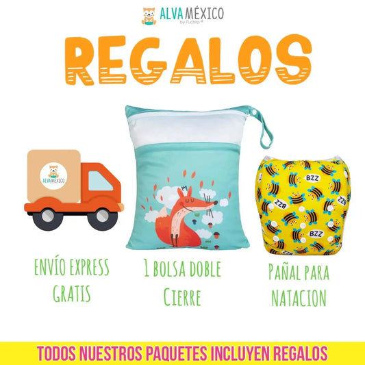 15 PAÑALES ECOLOGICOS DE TELA PARA BEBE AlvaBaby®