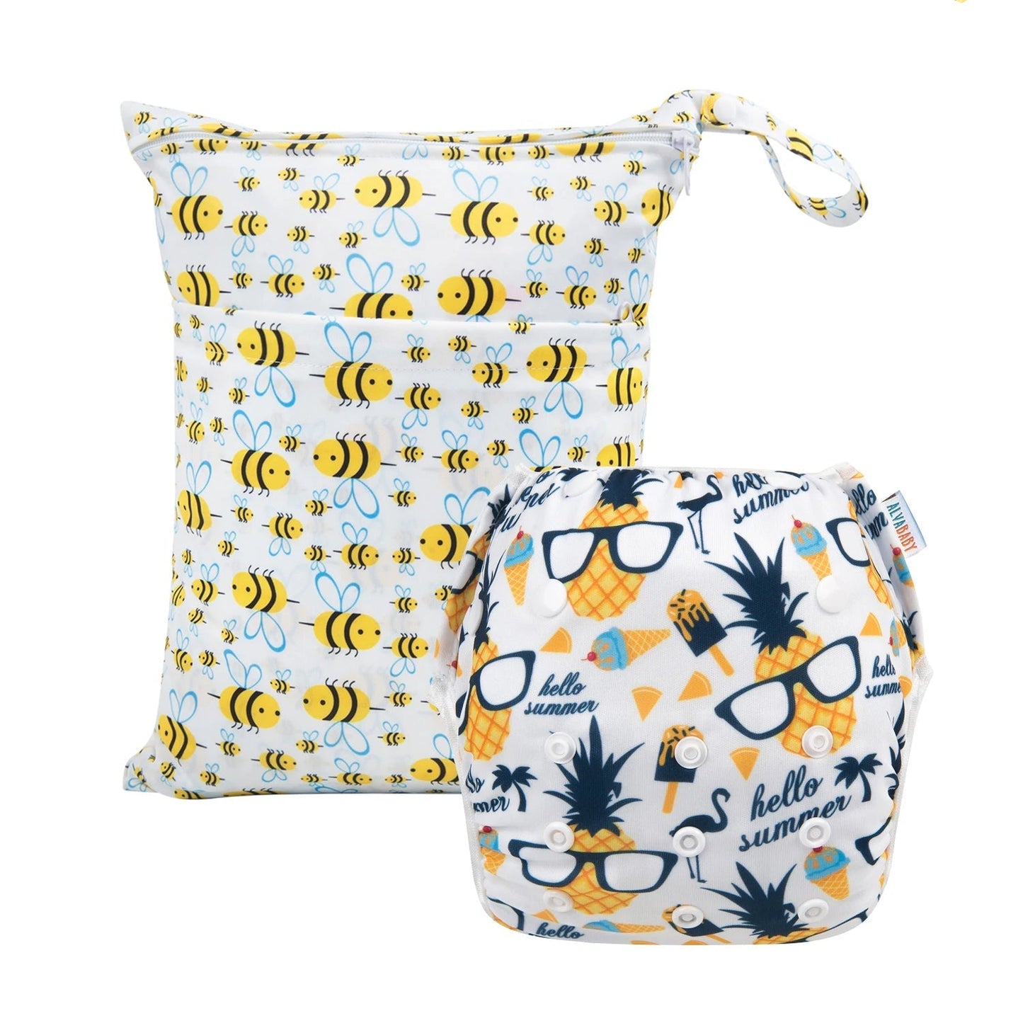 (2pcs/set) ALVABABY 1pc Cloth Wet Dry Bag and 1pc Reusable Swim Diaper for Baby Under 1 year Old Fashion Design ALVAMEXICO 157.58
