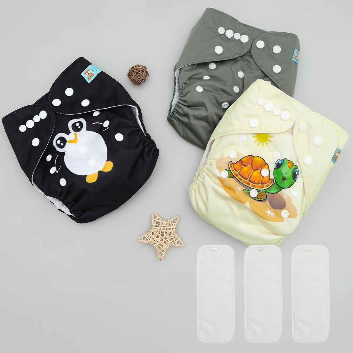 ALVABABY 3 diaper shells+3 Inserts Baby Cloth Diapers Snaps Adjustable Washable Reusable Cloth Nappy For Baby Girls and Boys ALVAMEXICO 296.79