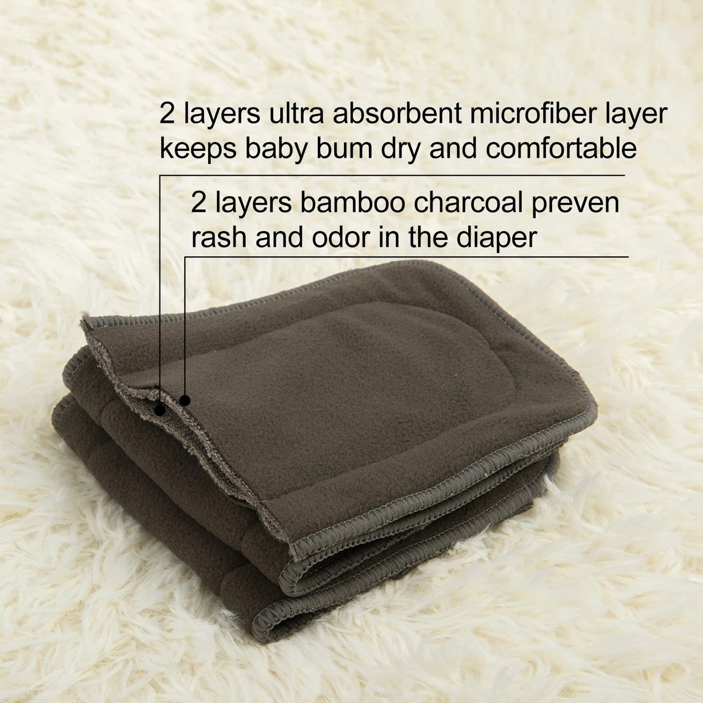 10 Insertos de bambú CHARCOAL 4 CAPAS AlvaBaby®