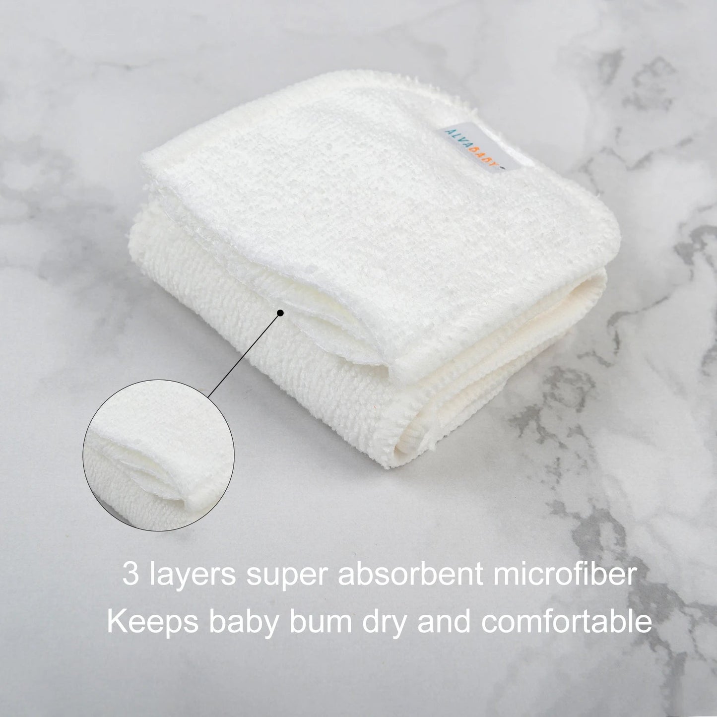 (10 pieces/lot) ALVABABY Newborn Microfiber Inserts Absorbent 3 layer Baby Newborn Diaper Insert ALVAMEXICO