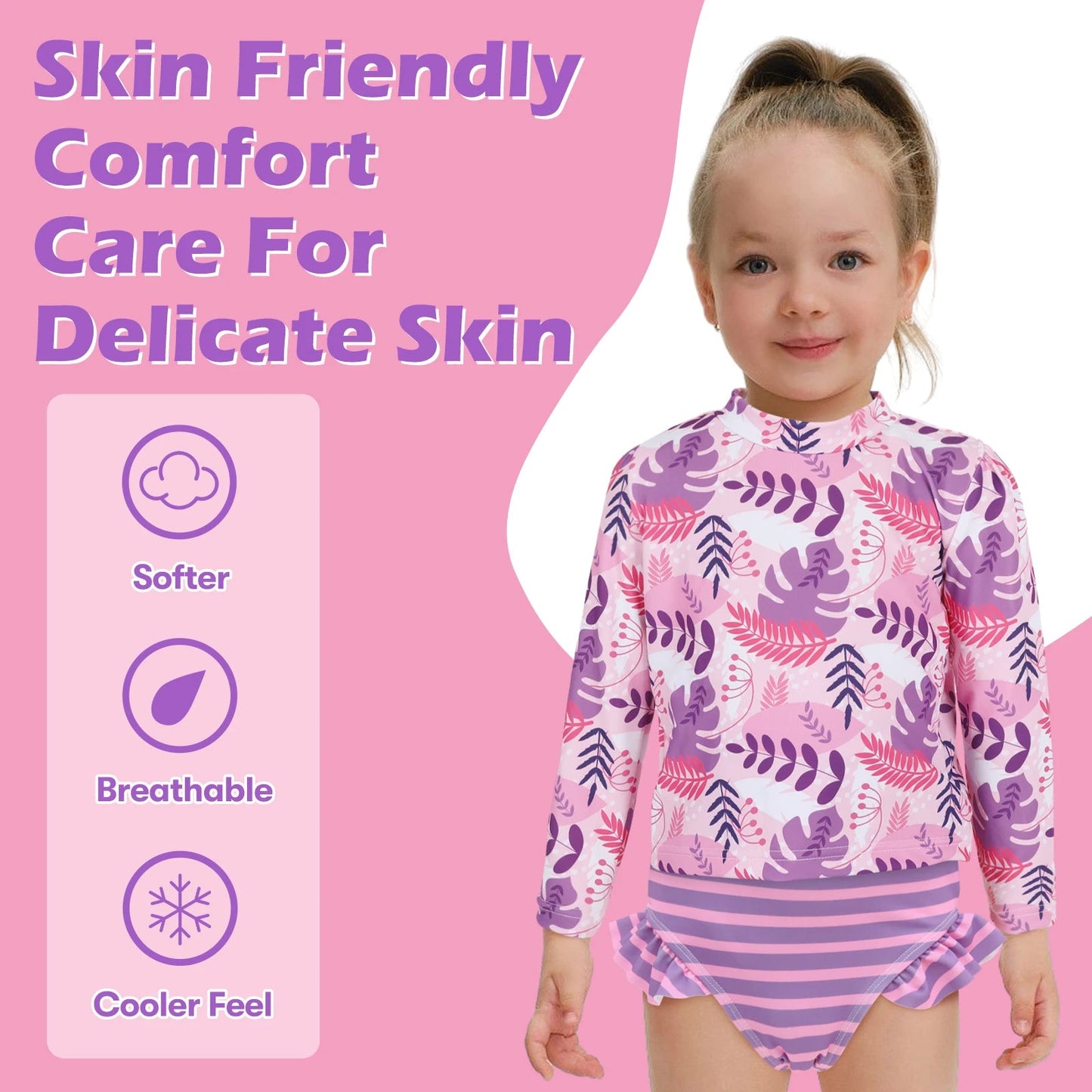 ALVABABY Long Sleeve Swimsuit Baby Toddler Girls' Rash Guard Sets Girl Swimsuit UPF 50+ Sun Protection Two Piece Bathing Suit ALVAMEXICO