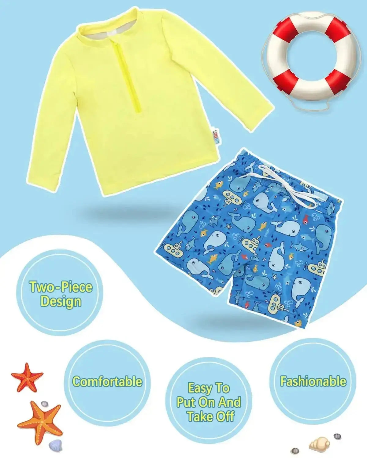 12M-5T Boys Long Sleeve Rash Guard Set ALVABABY UPF 50+ Sun Protection Baby Toddler Swimsuit Swimwear Swim Trunks Bathing Suit ALVAMEXICO