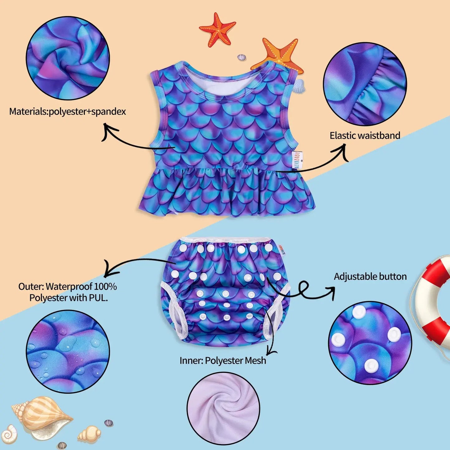Traje de Baño de 2 piezas para Bebé - NIÑA AlvaBaby®
