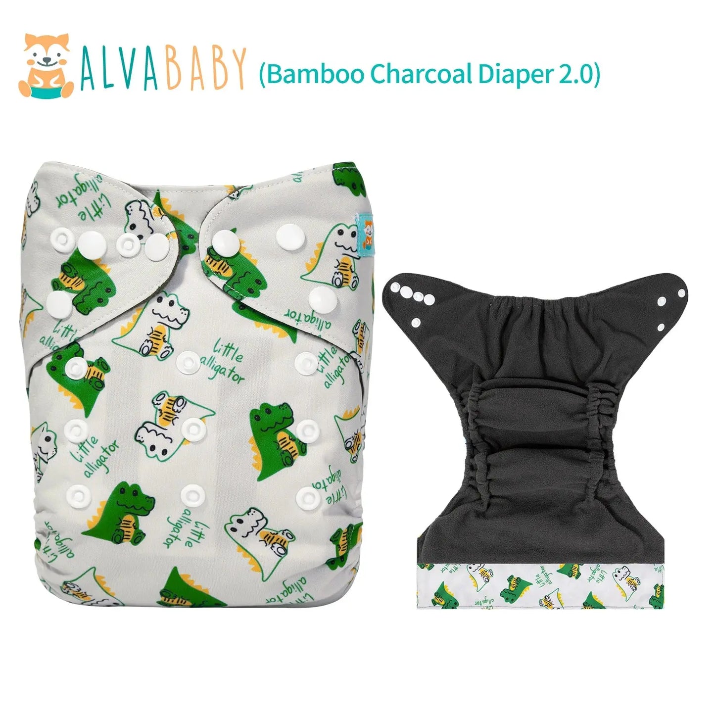 U Pick ALVABABY Bamboo Charcoal Cloth Diaper with Double Gussets and Tummy Panel Each with 1pc 4-layer-Charcoal-Blend Insert ALVAMEXICO 98.61