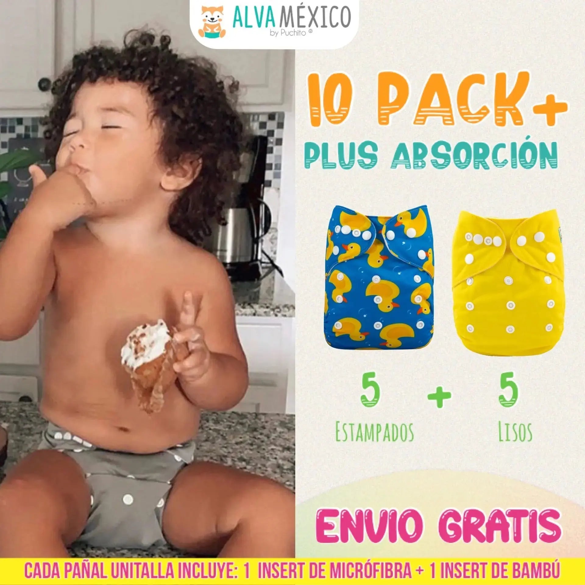 10 PACK+ PLUS ABSORCION AlvaBaby®  