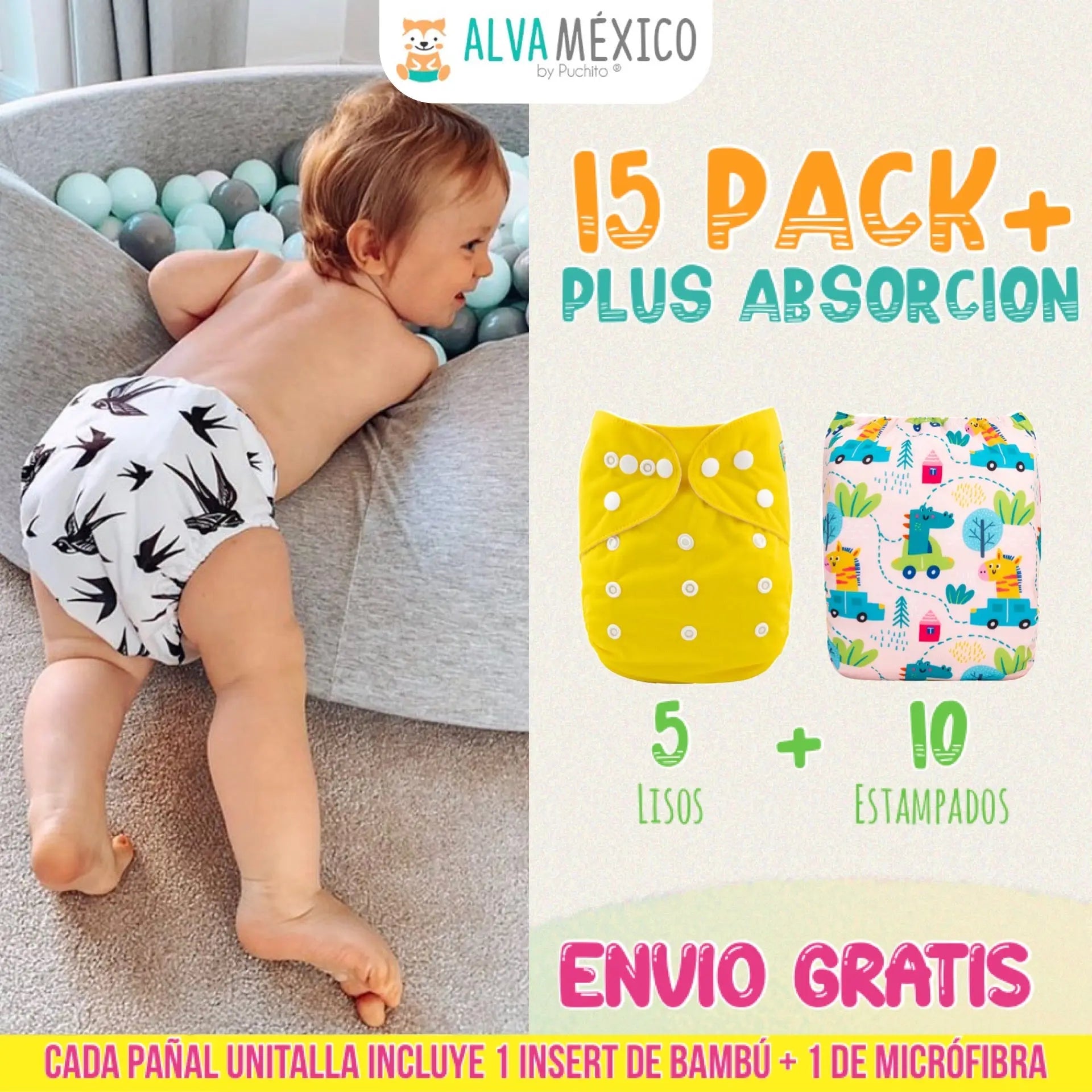 15 PACK+ PLUS ABSORCION - ALVABABY puchito.mx  