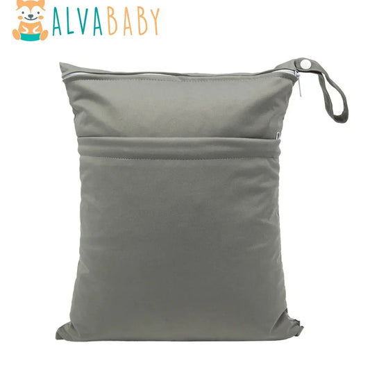 1pc ALVABABY Cloth Diaper Wet Dry Bag Reusable with Two Zippered Pockets Diaper Bag Gym Bag for Swimsuits or Wet Clothes ALVAMEXICO  