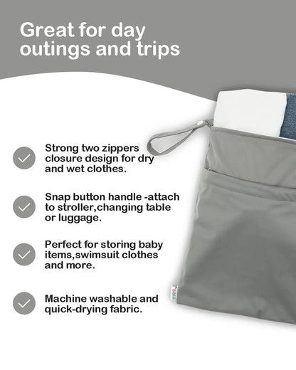 1pc ALVABABY Cloth Diaper Wet Dry Bag Reusable with Two Zippered Pockets Diaper Bag Gym Bag for Swimsuits or Wet Clothes ALVAMEXICO  