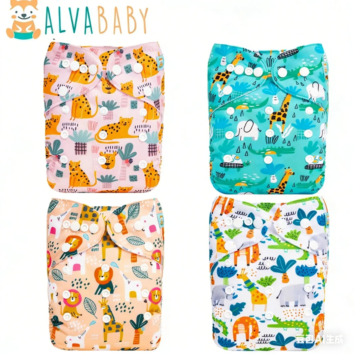 1pc ALVABABY Pocket Diaper for Baby Digital Position Eco-friend Baby Cloth Nappy Reusable Diaper with 1pc Microfiber Insert ALVAMEXICO  
