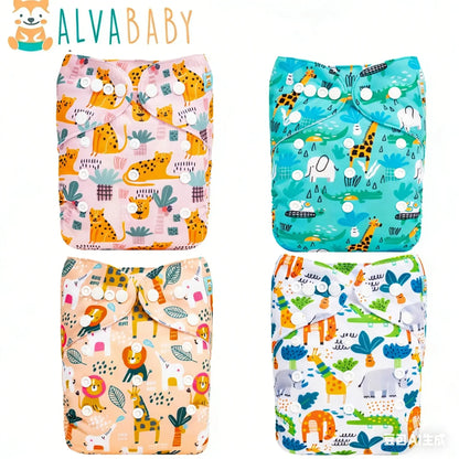 1pc ALVABABY Pocket Diaper for Baby Digital Position Eco-friend Baby Cloth Nappy Reusable Diaper with 1pc Microfiber Insert ALVAMEXICO  