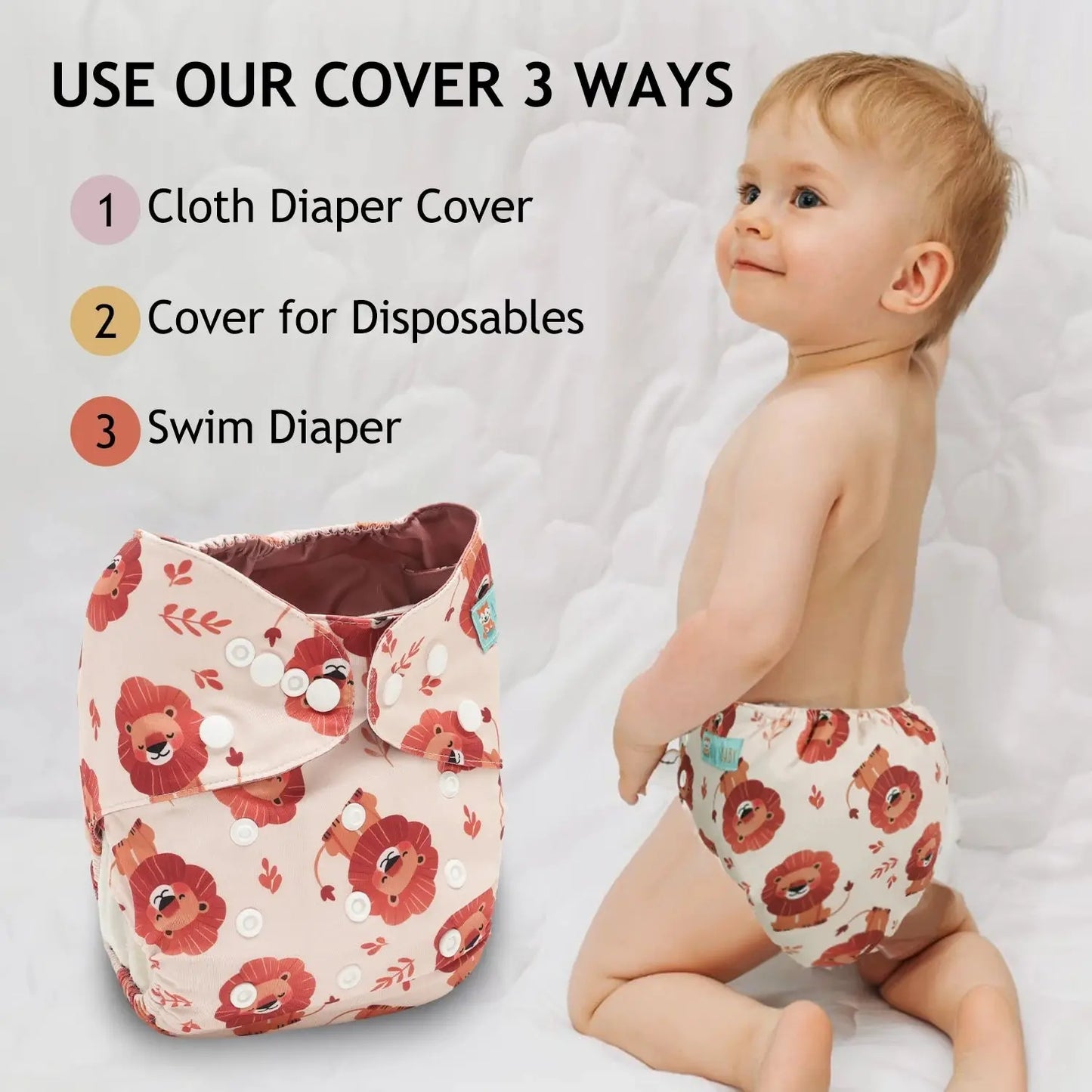 1pc Baby Cloth Diaper Cover ALVABABY Reusable Baby Swim Diaper New Designed Modern Cloth Nappy Shell for Girls and Boys ALVAMEXICO  