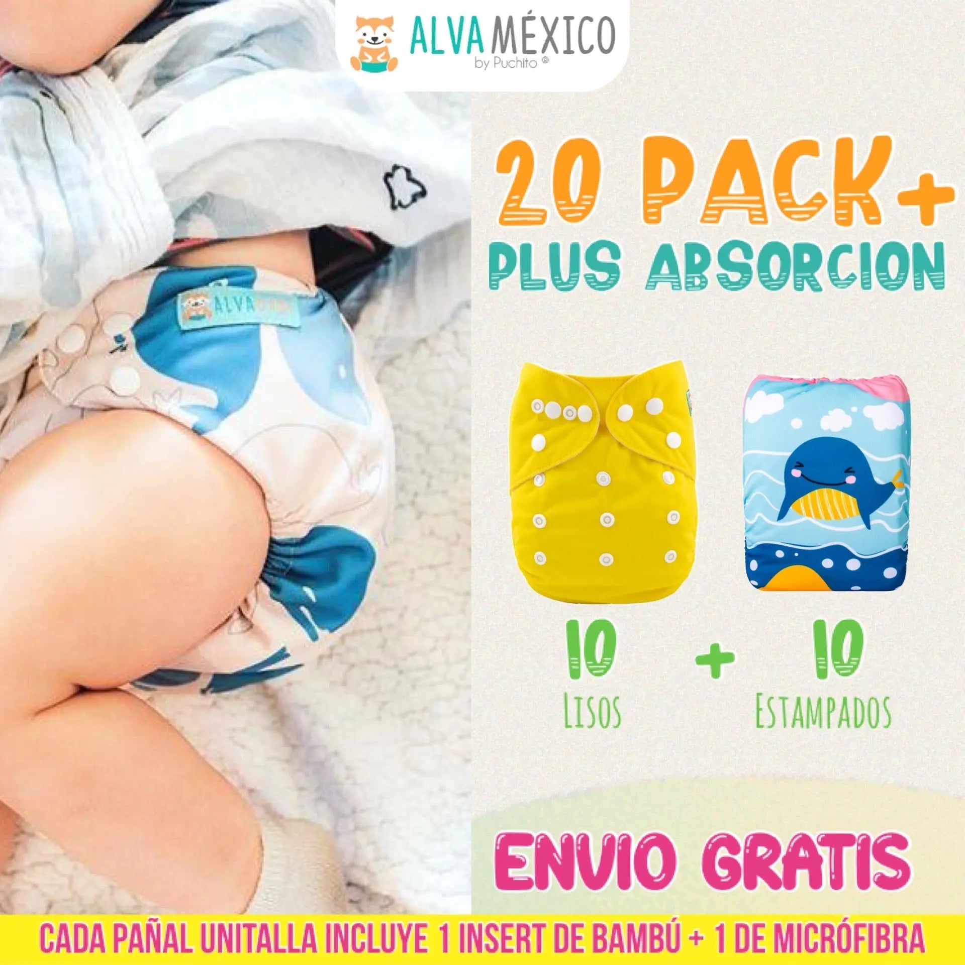 20 PACK+ PLUS ABSORCION - ALVABABY AlvaBaby®  