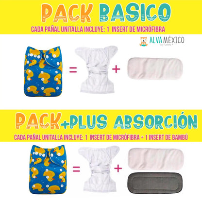 20 PAÑALES DE TELA COLORES LISOS PARA BEBÉ - BASICO - AlvaBaby®