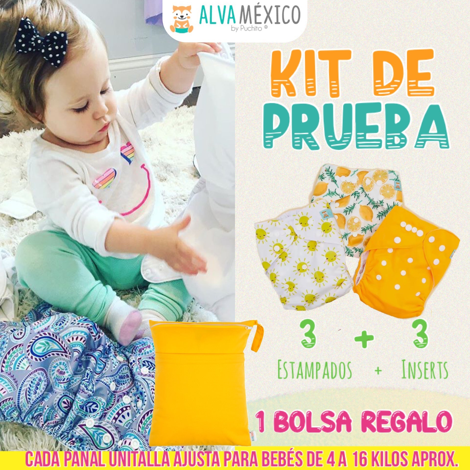 KIT DE PRUEBA PAÑALES ECOLOGICOS PARA BEBE AlvaBaby®  