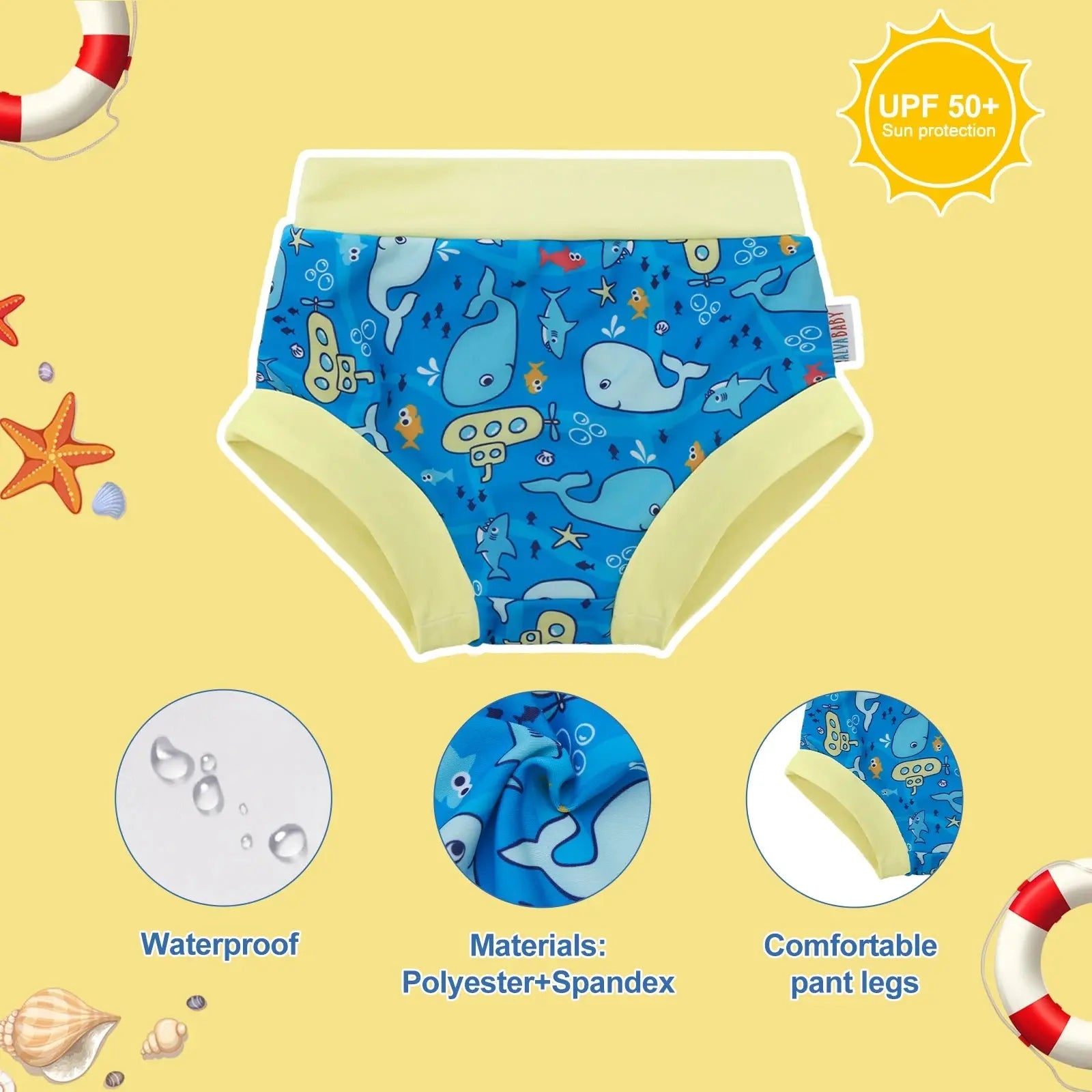 (3 piezas por paquete) Pañal de baño ALVABABY Traje de baño reutilizable para bebés y niños pequeños para clases de natación Traje de baño Traje de baño ALVAMEXICO  