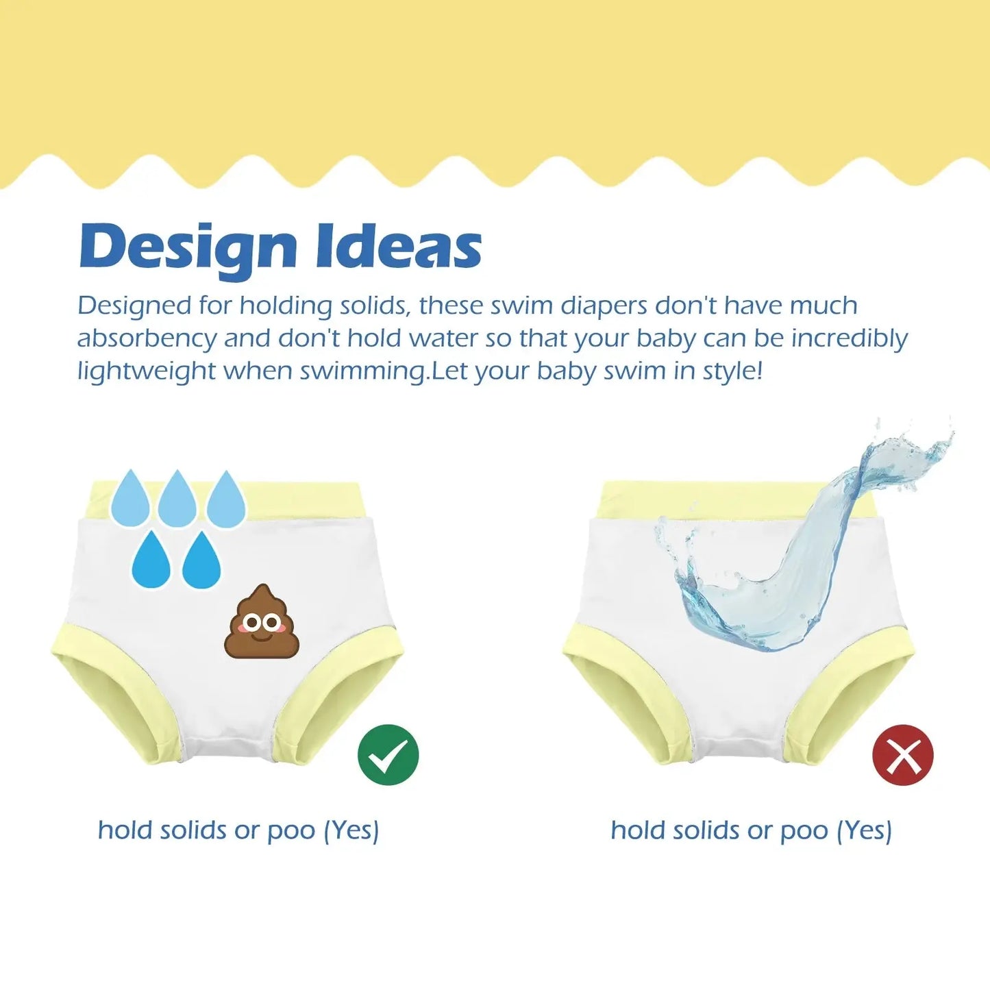 (3 piezas por paquete) Pañal de baño ALVABABY Traje de baño reutilizable para bebés y niños pequeños para clases de natación Traje de baño Traje de baño ALVAMEXICO  