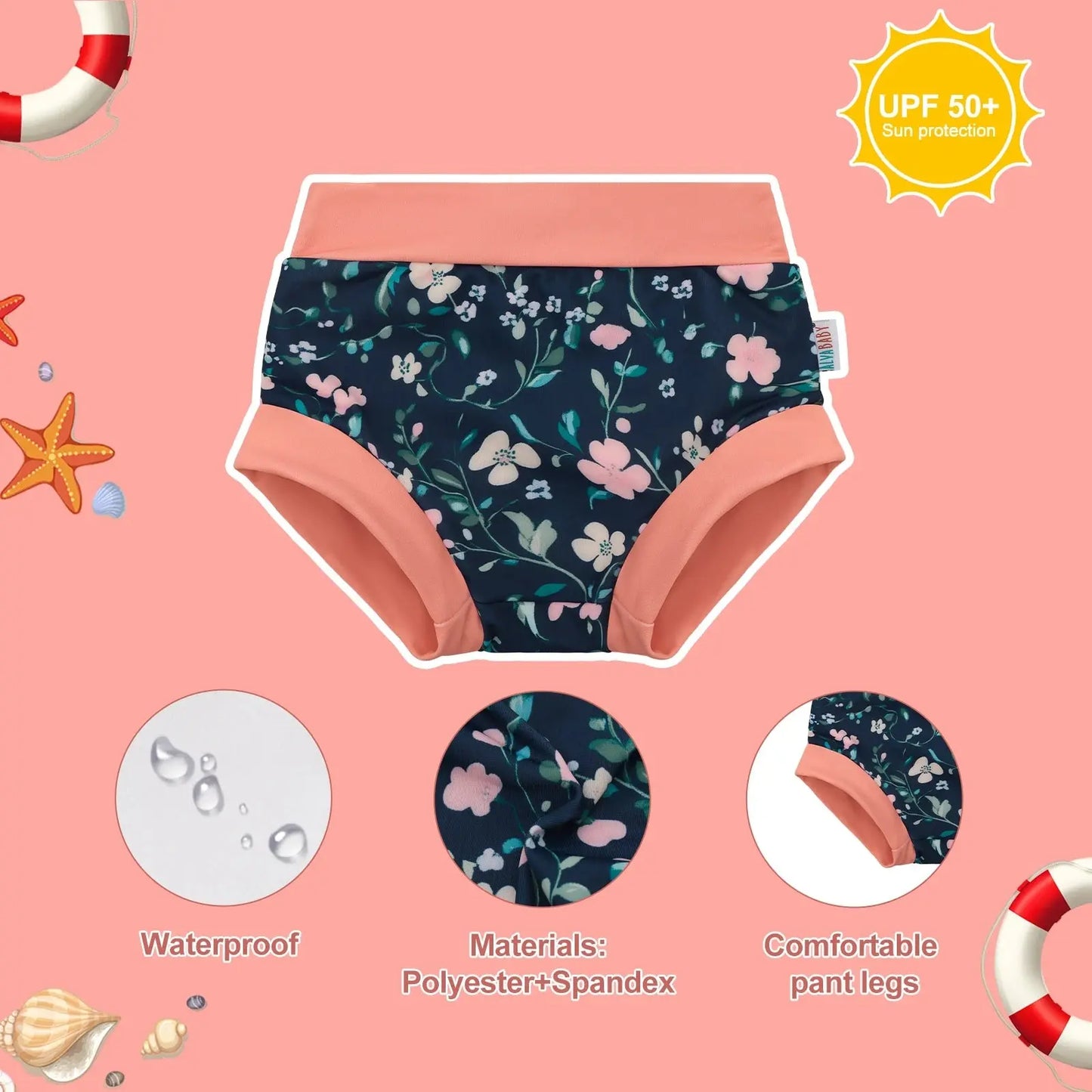 (3 piezas por paquete) Pañal de baño ALVABABY Traje de baño reutilizable para bebés y niños pequeños para clases de natación Traje de baño Traje de baño ALVAMEXICO  