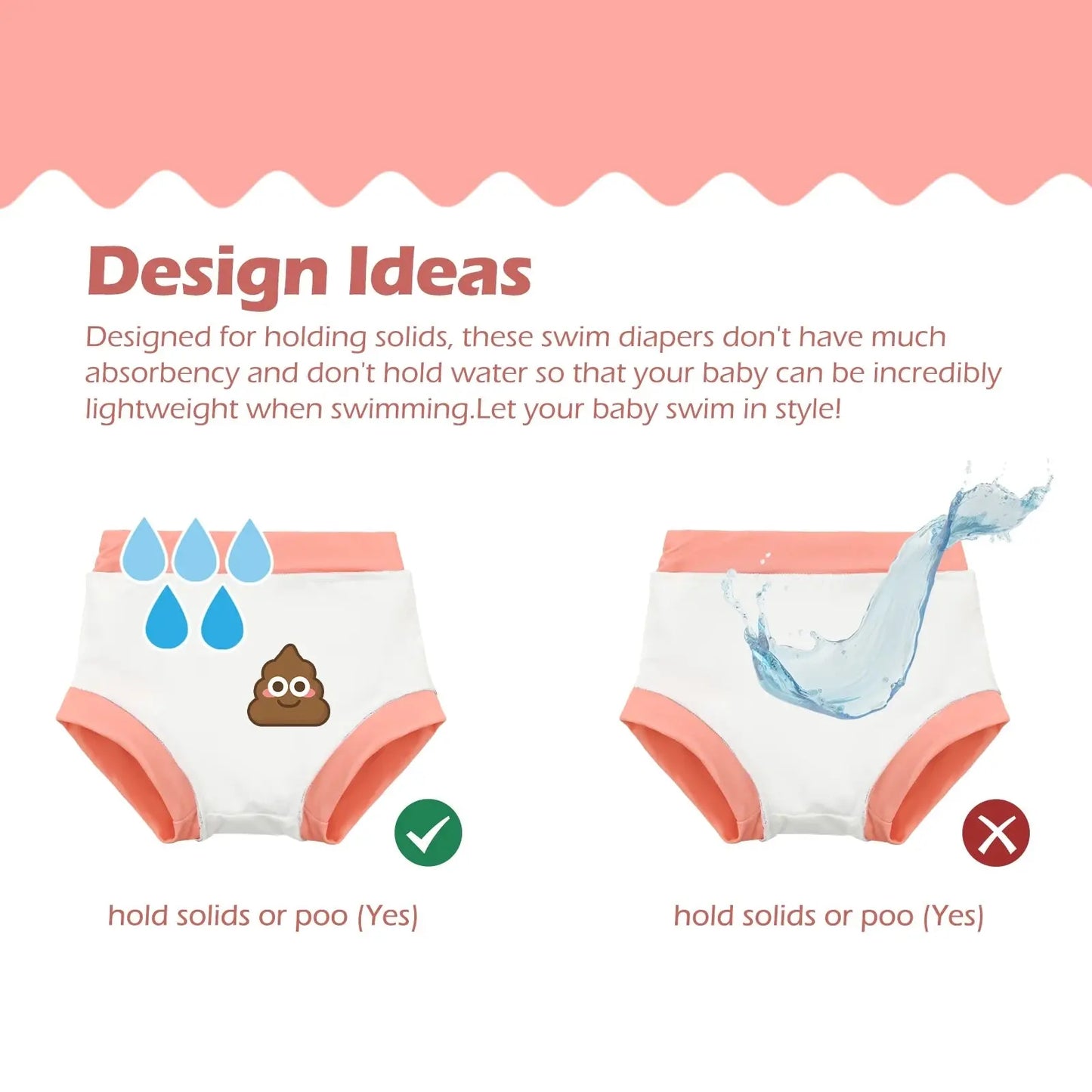 (3 piezas por paquete) Pañal de baño ALVABABY Traje de baño reutilizable para bebés y niños pequeños para clases de natación Traje de baño Traje de baño ALVAMEXICO  