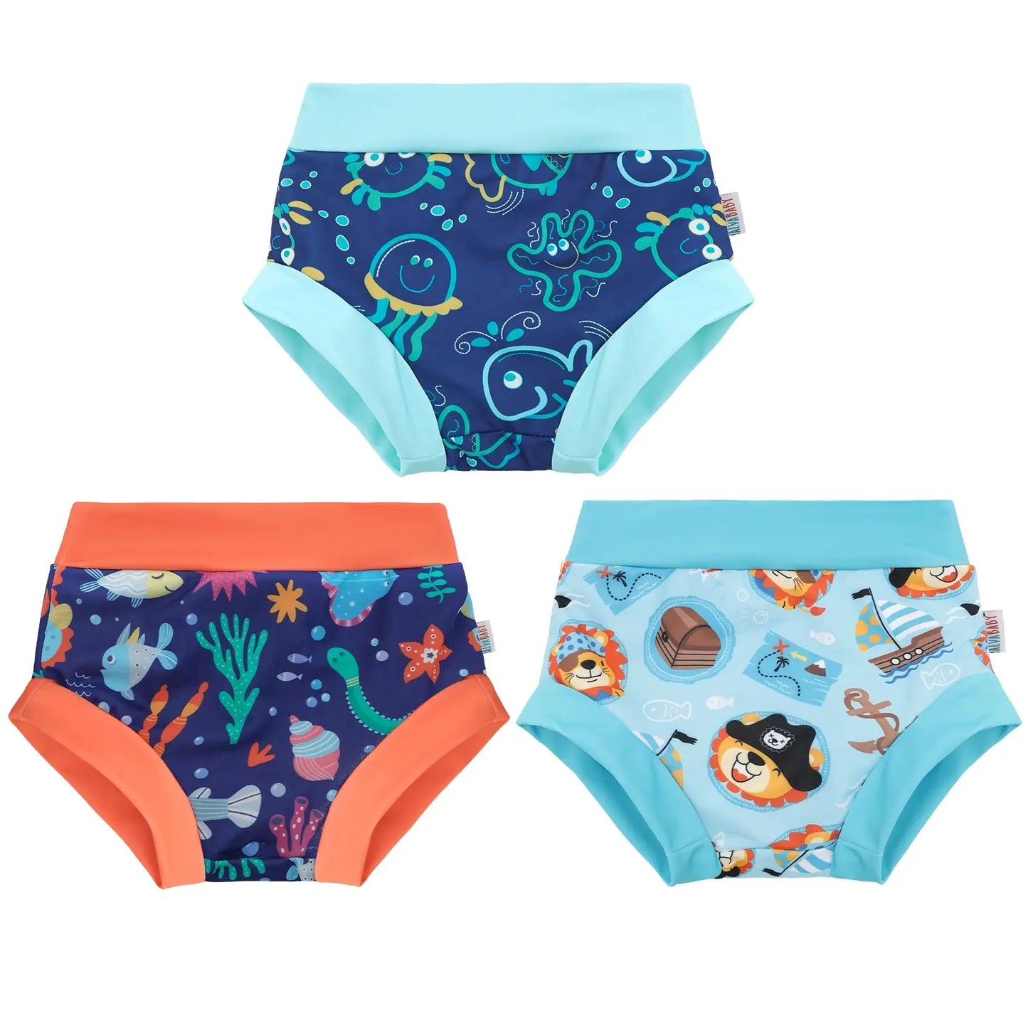 (3 piezas por paquete) Pañal de baño ALVABABY Traje de baño reutilizable para bebés y niños pequeños para clases de natación Traje de baño Traje de baño ALVAMEXICO  