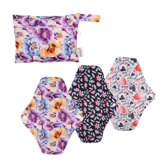(3pcs pads + 1pc bag) per set ALVABABY Sanitary Napkin Reusable Menstrual Pads Sanitary Pad Cloth Women Hygiene Sanitary Towels ALVAMEXICO  