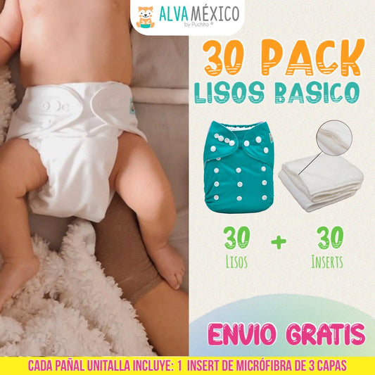 30 Pañales LISOS ALVABABY - BASICO AlvaBaby®  