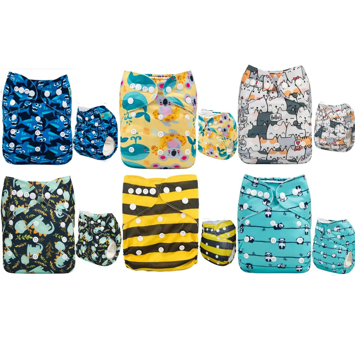 6 pañales ecologicos para bebé UNITALLA -  AlvaBaby®