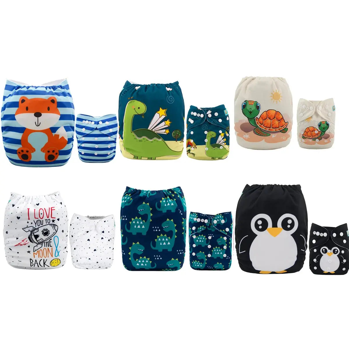 6 pañales ecologicos para bebé UNITALLA -  AlvaBaby®