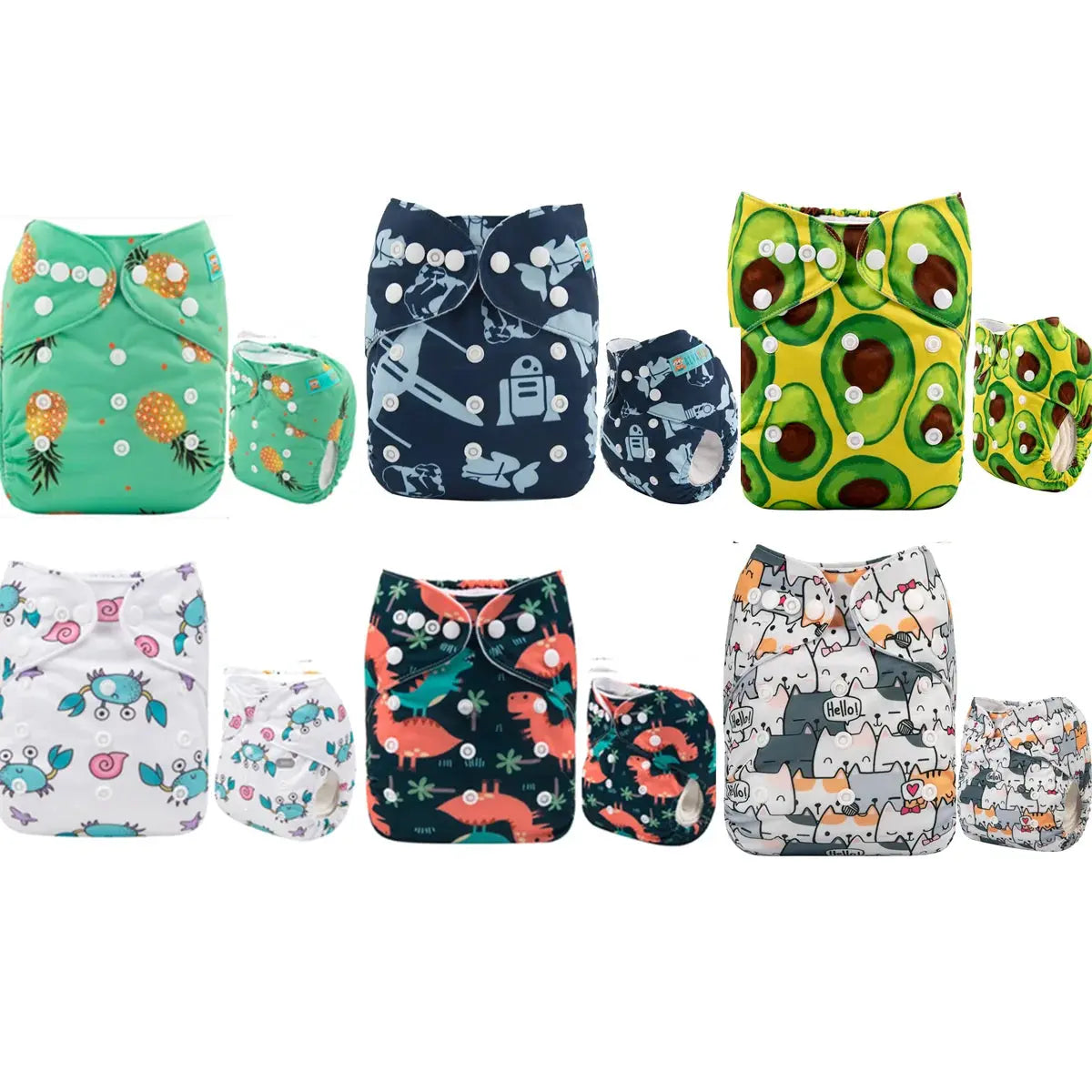 6 pañales ecologicos para bebé UNITALLA -  AlvaBaby®