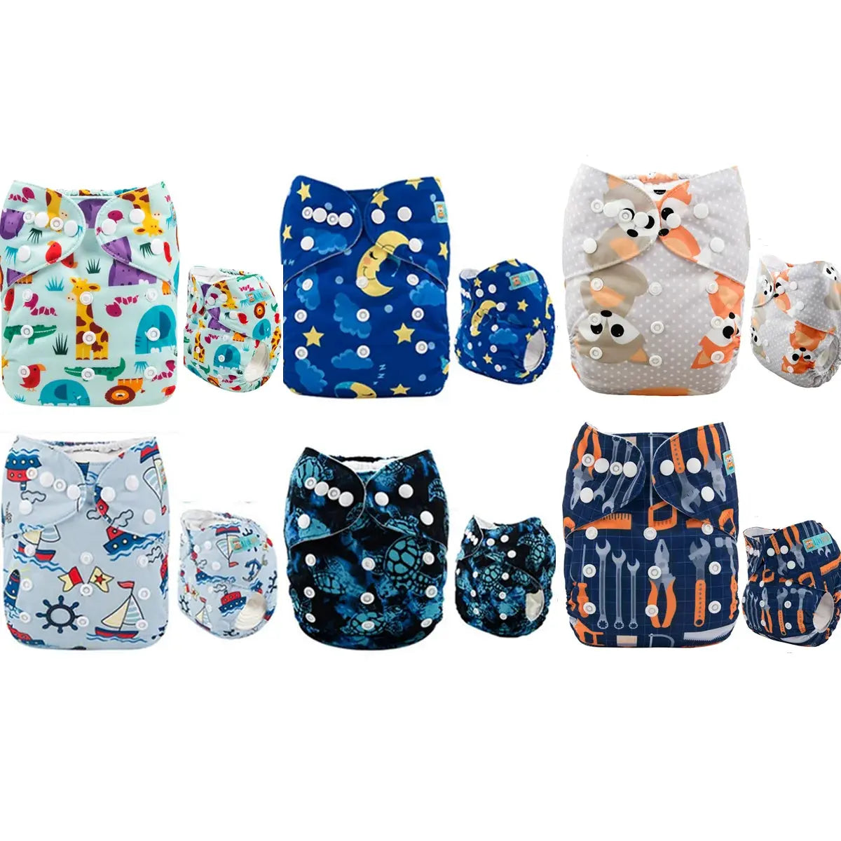 6 pañales ecologicos para bebé UNITALLA -  AlvaBaby®