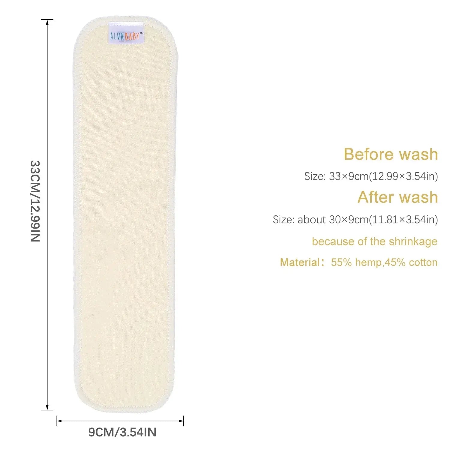 6pcs ALVABABY Newborn Hemp Insert Reusable Cloth Diaper Newborn Insert Washable 4 layers Hemp Diaper Insert Newborn Size ALVAMEXICO  