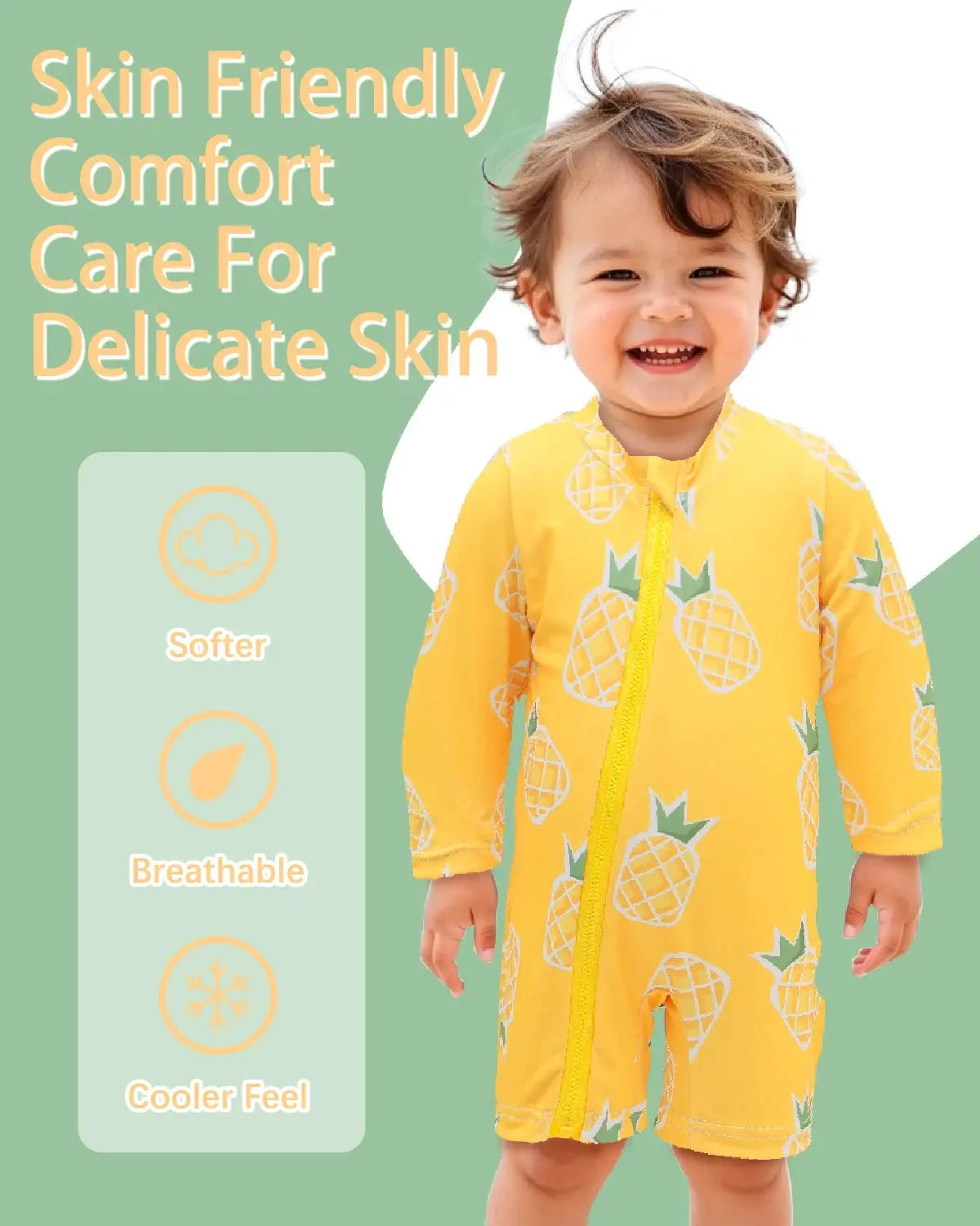ALVABABY Long Sleeve Baby/Toddler Boy Girl Rash Guard Sets, UPF 50+ Sun Protection One Piece Zipper Bathing Suit Swimsuit ALVAMEXICO  