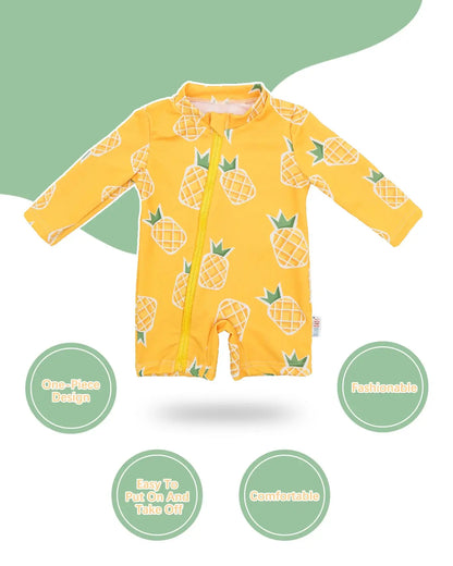 ALVABABY Long Sleeve Baby/Toddler Boy Girl Rash Guard Sets, UPF 50+ Sun Protection One Piece Zipper Bathing Suit Swimsuit ALVAMEXICO  