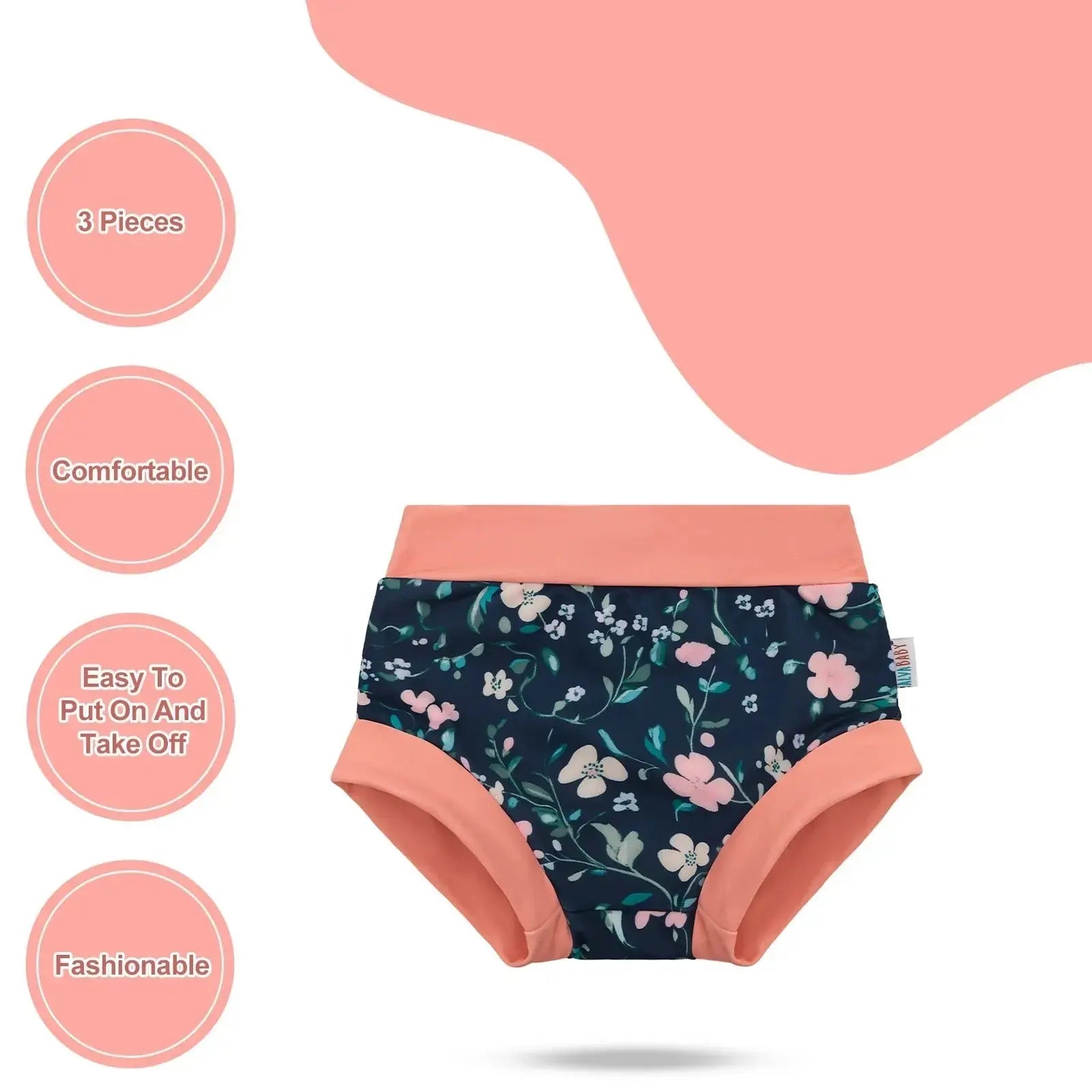 (3 piezas por paquete) Pañal de baño ALVABABY Traje de baño reutilizable para bebés y niños pequeños para clases de natación Traje de baño Traje de baño ALVAMEXICO  