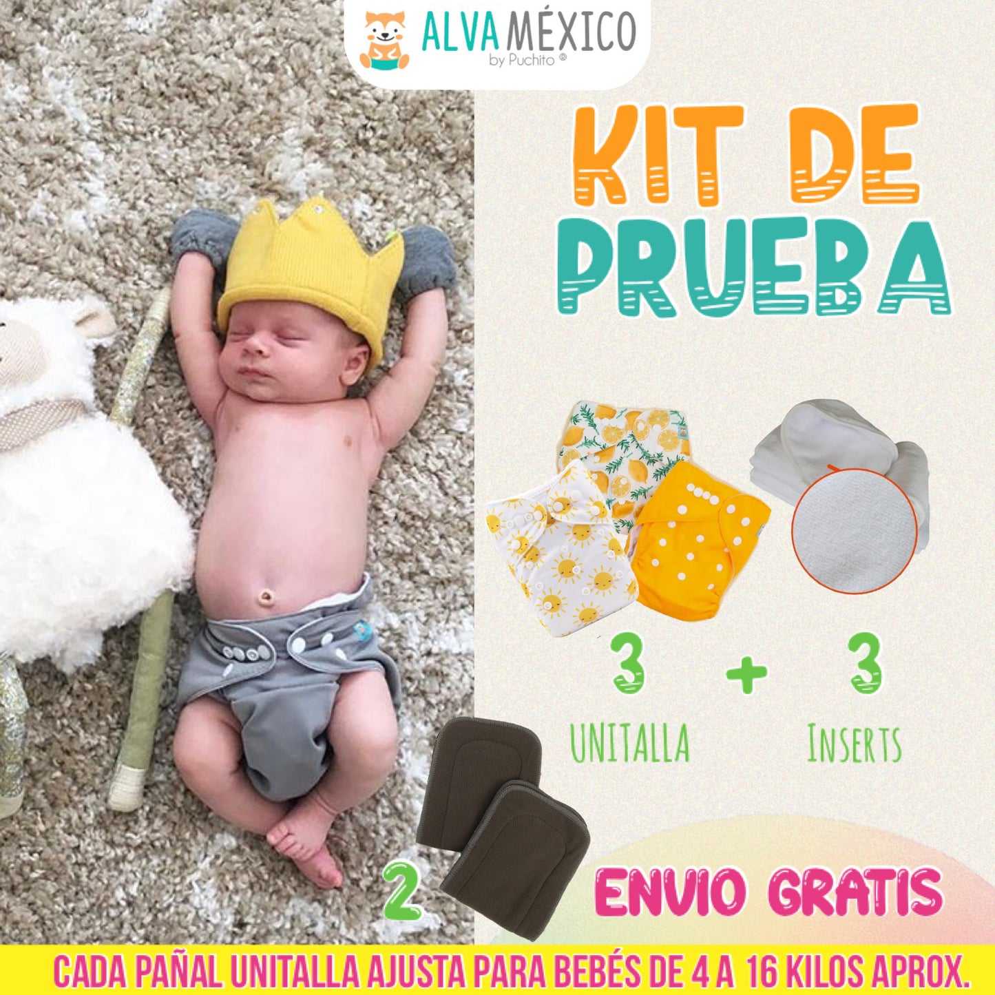 3 PAÑALES ECOLOGICOS DE PRUEBA