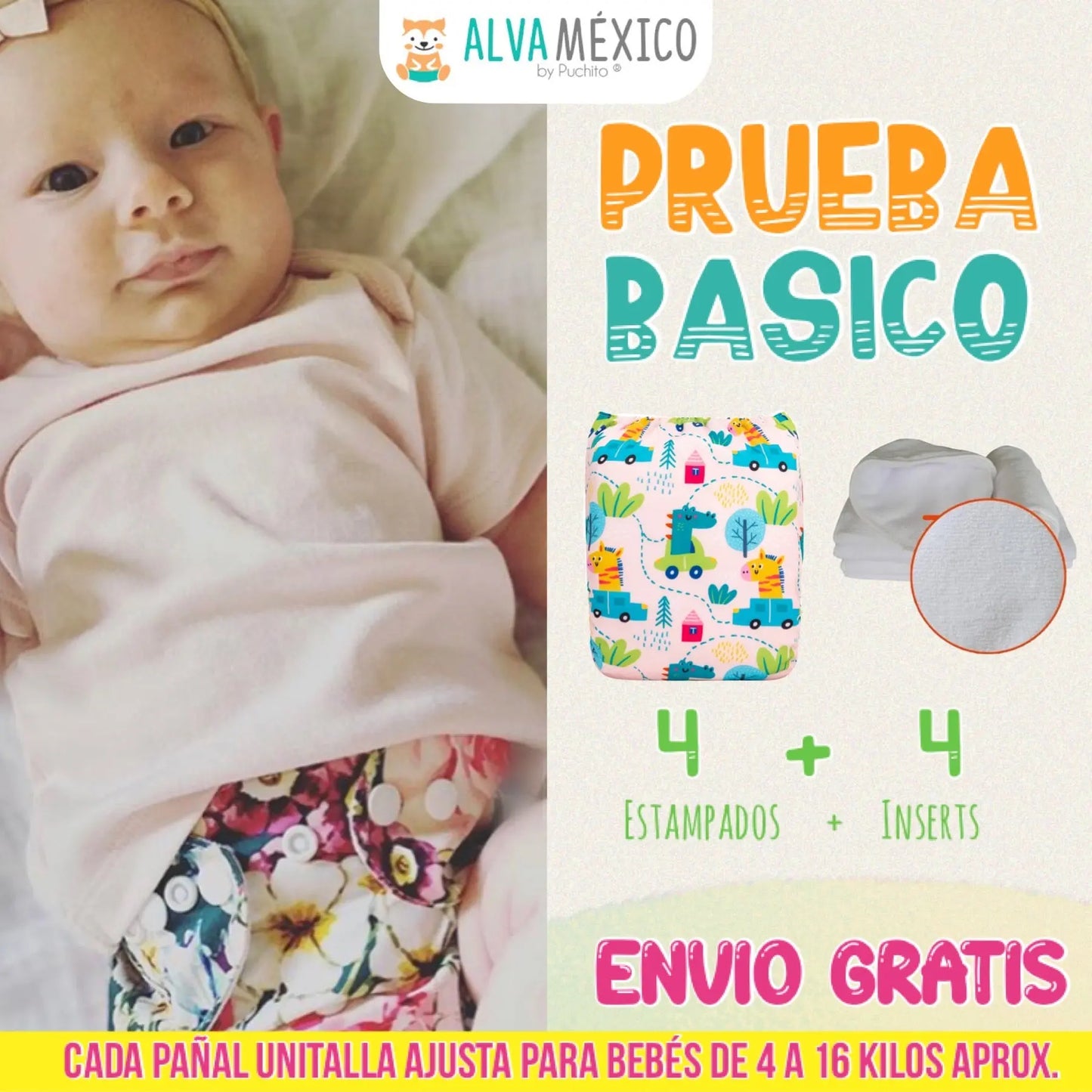 KIT DE PRUEBA + ENVÍO GRATIS AlvaBaby Mexico Pañales de Tela  