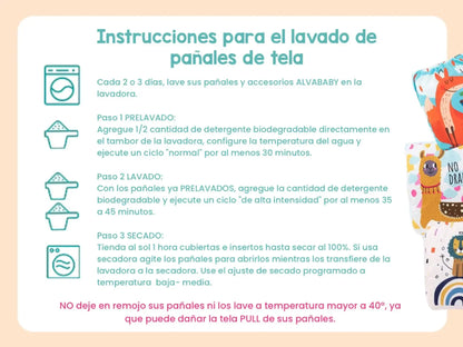 20 PAÑALES ECOLOGICOS DE TELA PARA BEBE - AlvaBaby®