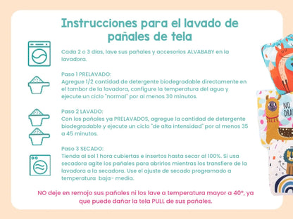 50 PAÑALES ECOLOGICOS DE TELA PARA BEBE AlvaBaby®  