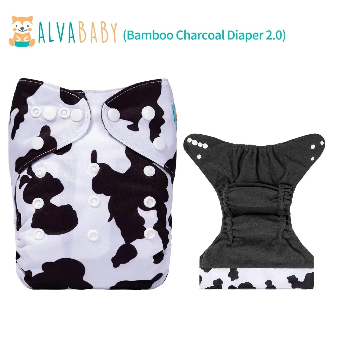 U Pick ALVABABY Bamboo Charcoal Cloth Diaper with Double Gussets and Tummy Panel Each with 1pc 4-layer-Charcoal-Blend Insert ALVAMEXICO   92.17