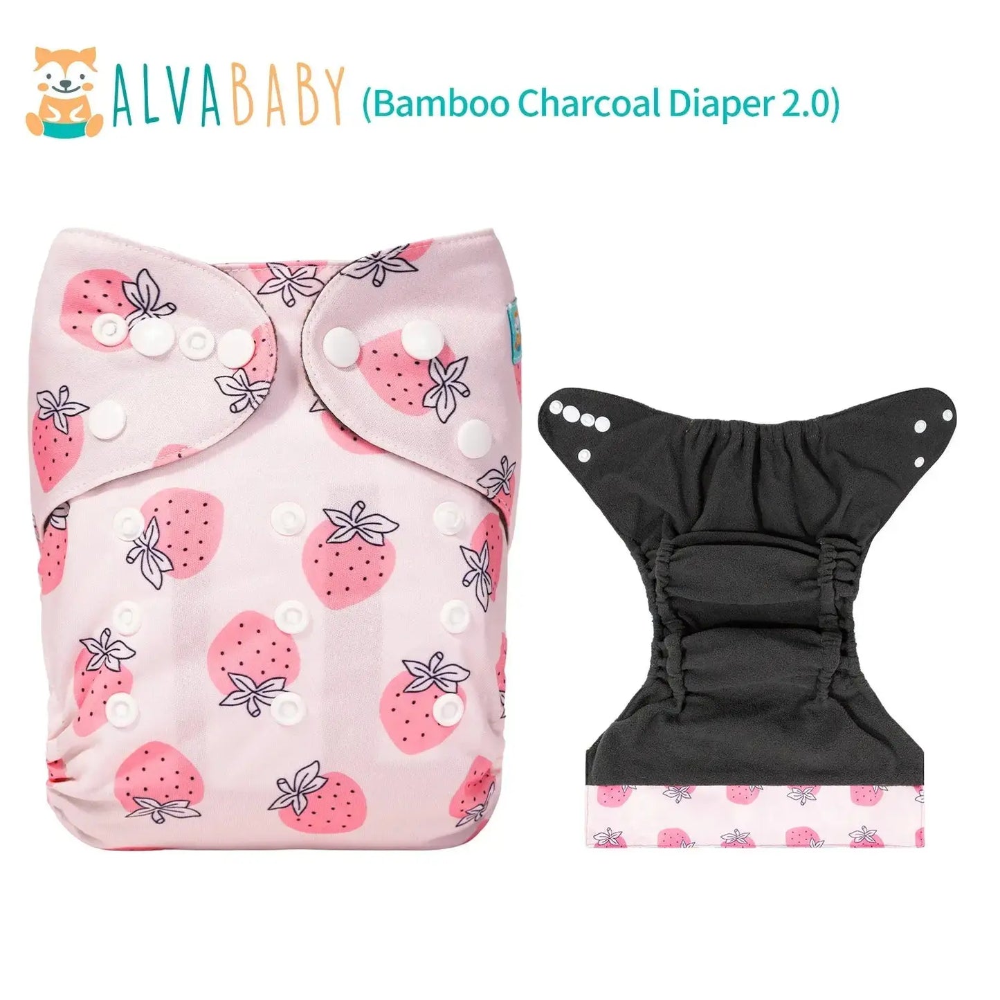U Pick ALVABABY Bamboo Charcoal Cloth Diaper with Double Gussets and Tummy Panel Each with 1pc 4-layer-Charcoal-Blend Insert ALVAMEXICO   96.20
