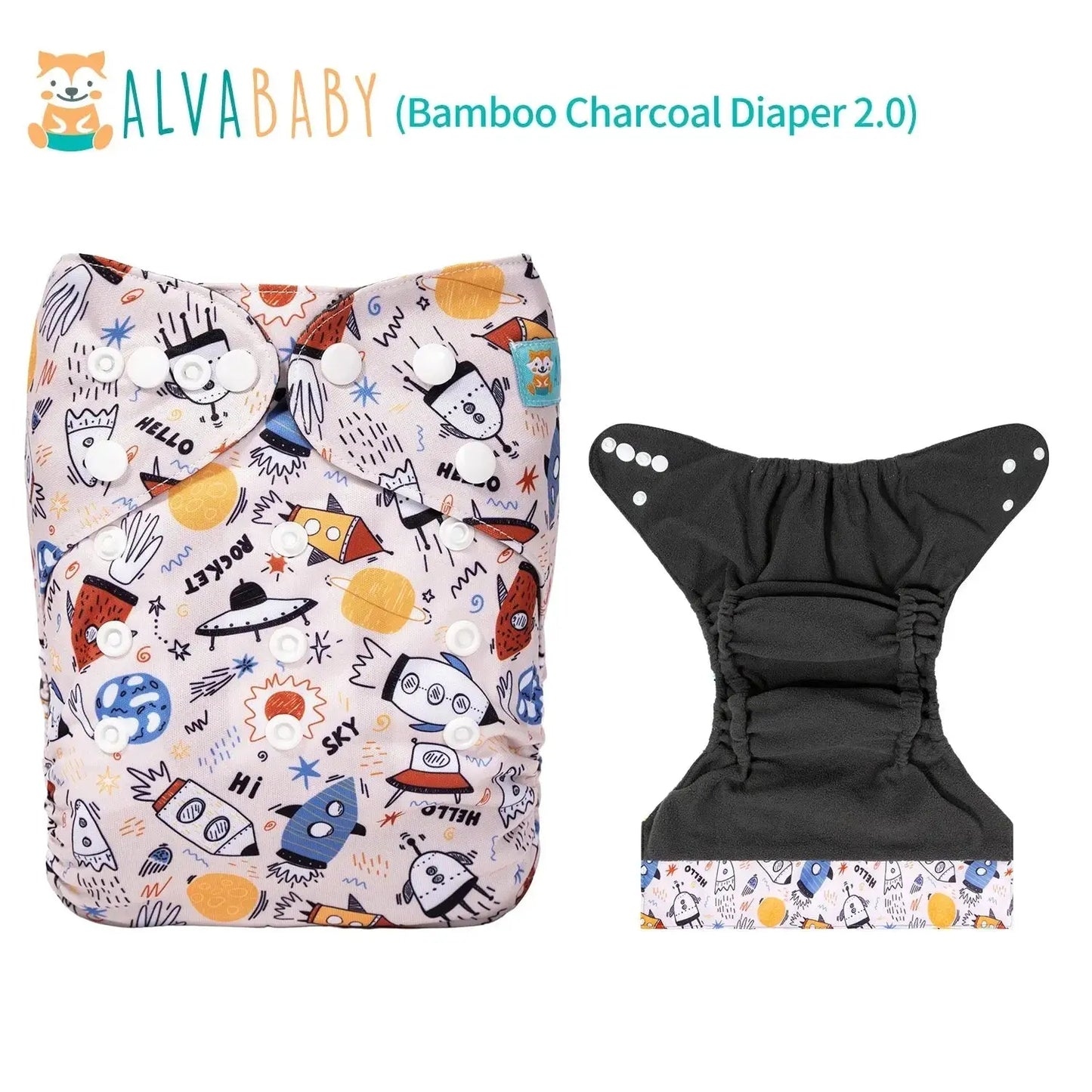 U Pick ALVABABY Bamboo Charcoal Cloth Diaper with Double Gussets and Tummy Panel Each with 1pc 4-layer-Charcoal-Blend Insert ALVAMEXICO   93.78