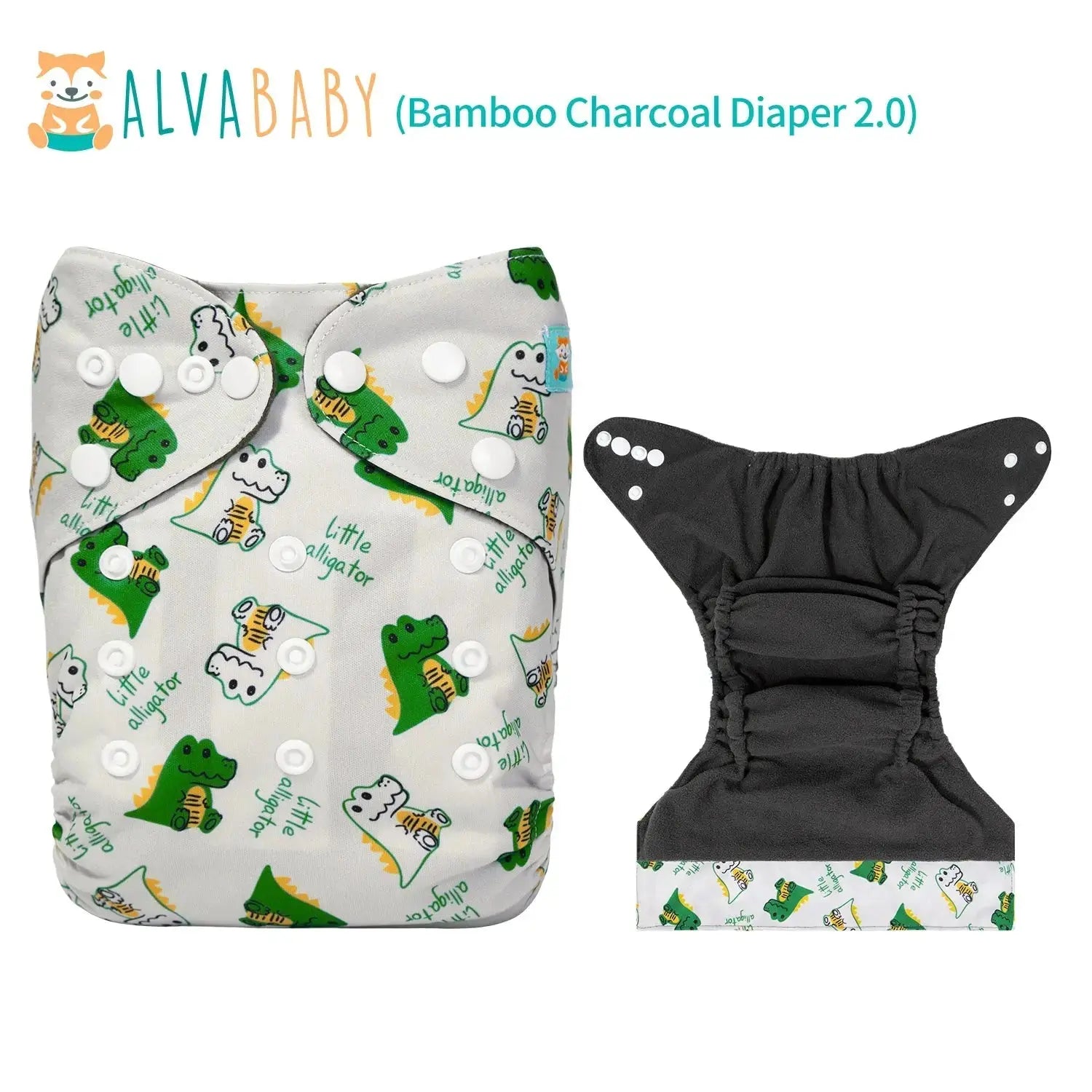 U Pick ALVABABY Bamboo Charcoal Cloth Diaper with Double Gussets and Tummy Panel Each with 1pc 4-layer-Charcoal-Blend Insert ALVAMEXICO   98.61