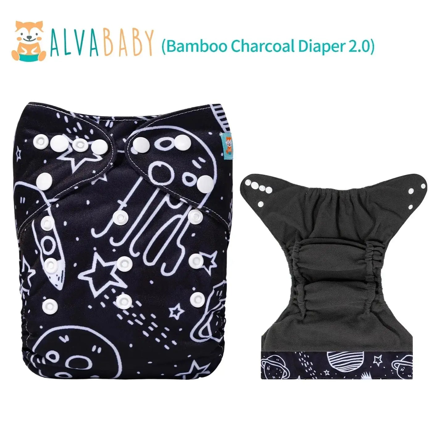 U Pick ALVABABY Bamboo Charcoal Cloth Diaper with Double Gussets and Tummy Panel Each with 1pc 4-layer-Charcoal-Blend Insert ALVAMEXICO   97.00