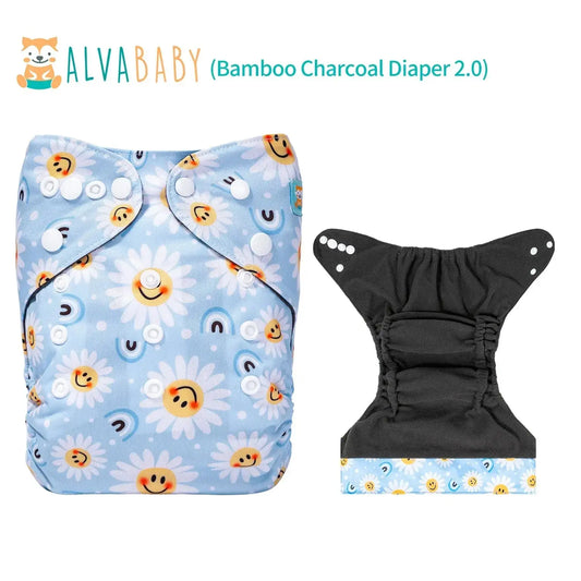 U Pick ALVABABY Bamboo Charcoal Cloth Diaper with Double Gussets and Tummy Panel Each with 1pc 4-layer-Charcoal-Blend Insert ALVAMEXICO   96.60