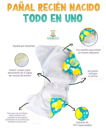Pañal recién nacido TODO EN UNO SAO-EW30A AlvaBaby®  