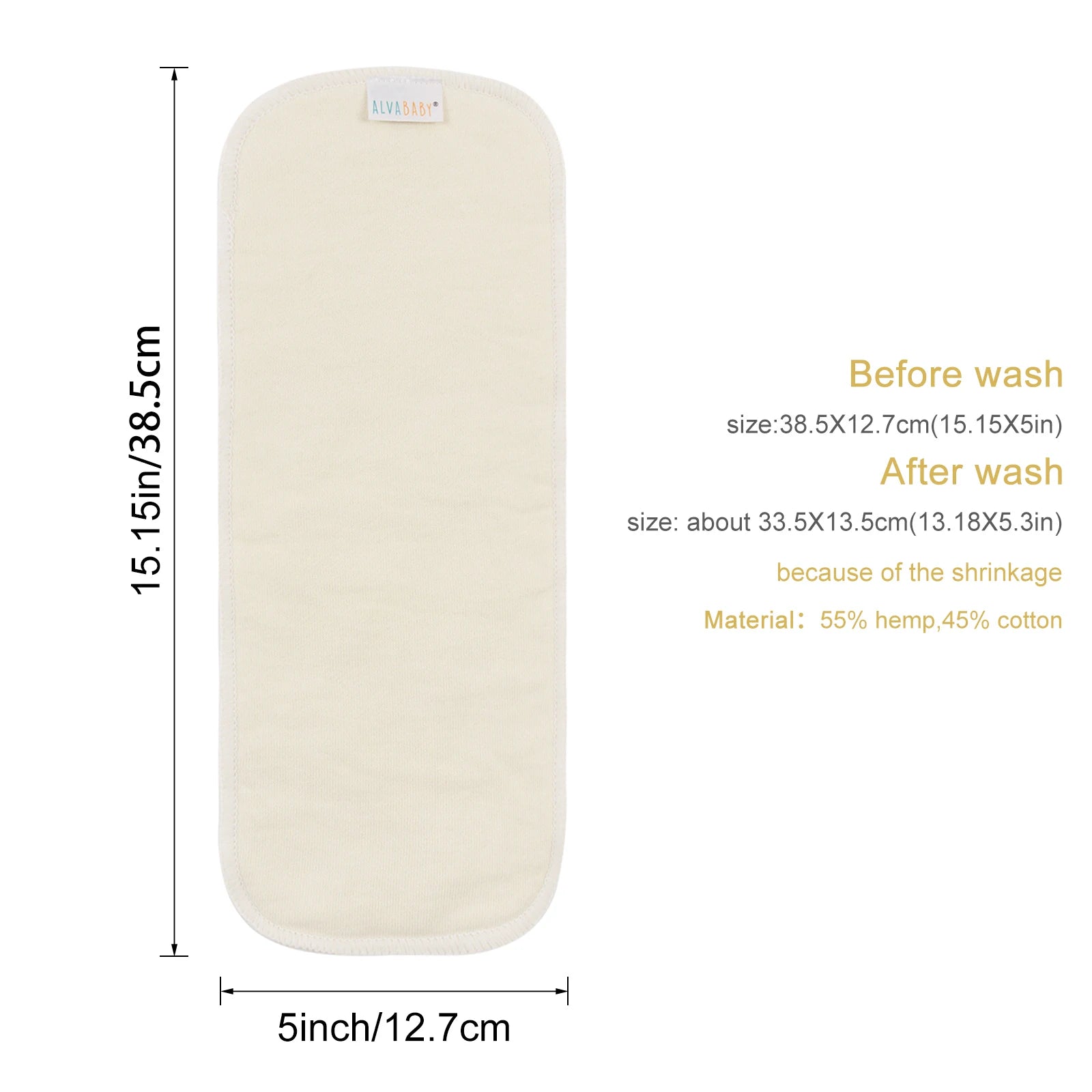 6pcs ALVABABY Hemp Inserts Reusable Cloth Diaper Insert Washable 4 layers Hemp Diaper Insert (version 2.0) ALVAMEXICO  