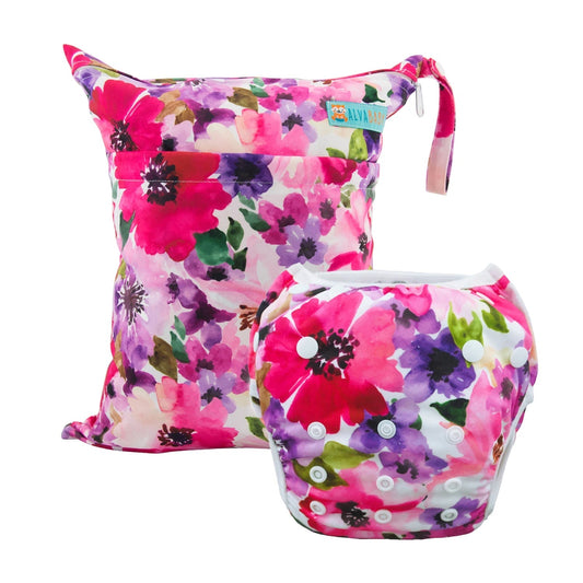 (2pcs/set) ALVABABY 1pc Cloth Wet Dry Bag and 1pc Reusable Swim Diaper for Baby Under 1 year Old Fashion Design ALVAMEXICO   157.58