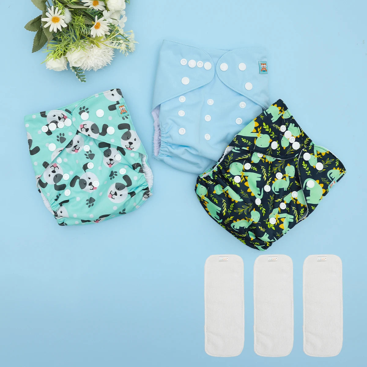 ALVABABY 3 diaper shells+3 Inserts Baby Cloth Diapers Snaps Adjustable Washable Reusable Cloth Nappy For Baby Girls and Boys ALVAMEXICO   291.19