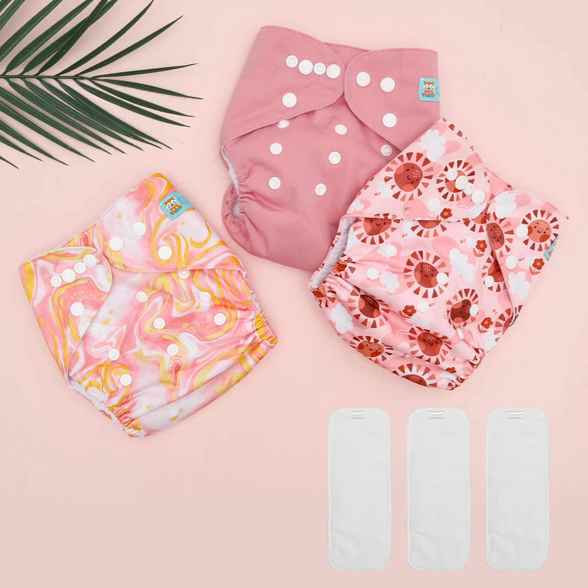 ALVABABY 3 diaper shells+3 Inserts Baby Cloth Diapers Snaps Adjustable Washable Reusable Cloth Nappy For Baby Girls and Boys ALVAMEXICO   293.81